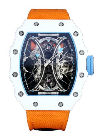 Richard Mille RM53-01 Pablo Mac Donough Caja TPT Blanca Correa Nylon Naranja Reloj Réplica Suiza
