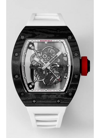 Richard Mille RM055 Caja Carbono Negra Goma Blanca Reloj Superclone 1:1 Genuino Tourbillon