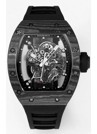 Richard Mille RM055 Caja Carbono Negro Goma Negra Reloj Superclone 1:1 Genuino Tourbillon
