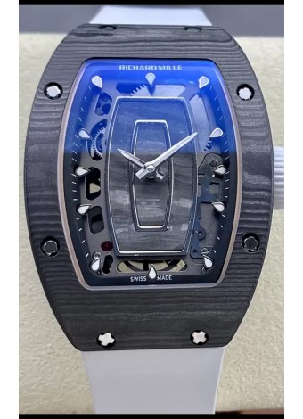Richard Mille RM07 Caja Carbono Negra Correa blanca 1:1 Superclone Reloj Réplica Suiza 