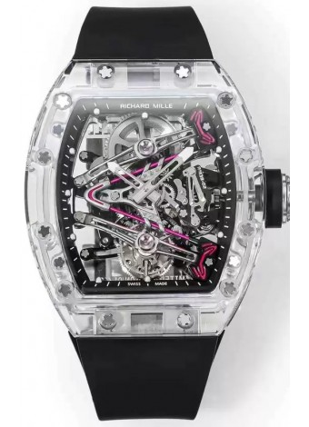 Richard Mille RM38-02 Zafiro Bubba Watson Genuino Movimiento Tourbillon Goma Negra Réplica Espejo 1:1