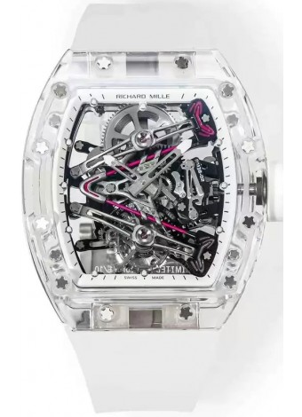 Richard Mille RM38-02 Zafiro Bubba Watson Genuino Movimiento Tourbillon Goma Blanca Réplica Espejo 1:1