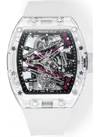 Richard Mille RM38-02 Zafiro Bubba Watson Genuino Movimiento Tourbillon Goma Translucida Réplica Espejo 1:1
