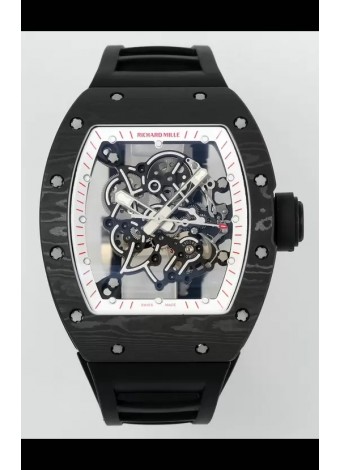Richard Mille RM055 Caja Carbono Negro Goma Negra Reloj Superclone 1:1 Genuino Tourbillon