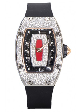 Richard Mille RM007 Superclone Reloj Réplica Suiza Automático Acero 904L Dial Rojo Pavimentado Diamantes