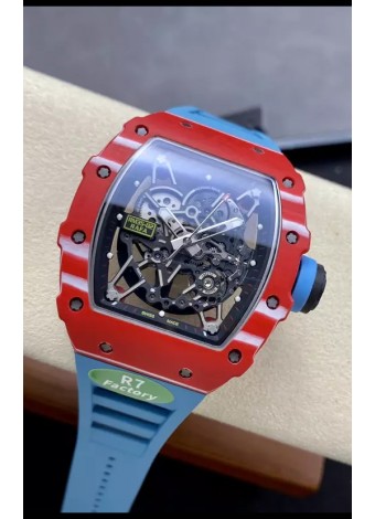 Richard Mille RM35-02 Rafael Nadal Carbono Correa Azul con Genuino Tourbillon Reloj Super Clone