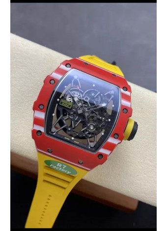 Richard Mille RM35-02 Rafael Nadal Reloj Carbono Rojo Correa Amarilla con Tourbillon Genuino Super Clone