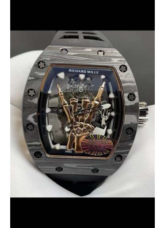 Richard Mille RM66 Flying Reloj Réplica Superclone Genuino Tourbillon Carbono Negro