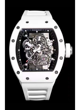 Richard Mille RM055 Caja Cerámica Blanca Reloj Réplica a Espejo 1:1 Correa Blanca
