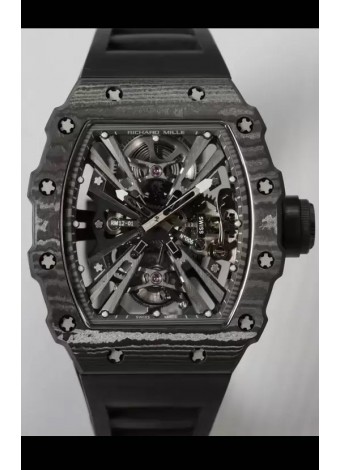Richard Mille RM12-01 Caja Fibra de Carbono Genuino Movimiento Tourbillon Reloj Réplica Espejo 1:1