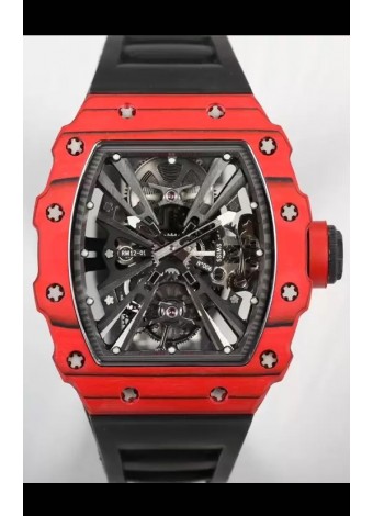 Richard Mille RM12-01 Caja Fibra de Carbono Genuino Movimiento Tourbillon Reloj Réplica Espejo 1:1