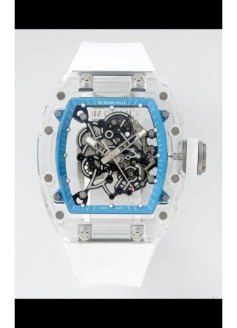 Richard Mille RM055 Caja con Zafiros Transparentes y Tourbillon Genuino Reloj Super Clone