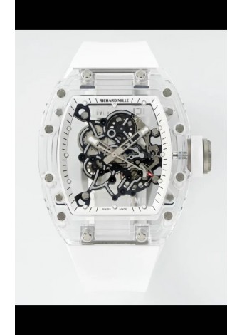 Richard Mille RM055 Caja con Zafiros Transparentes y Tourbillon Genuino Reloj Super Clone