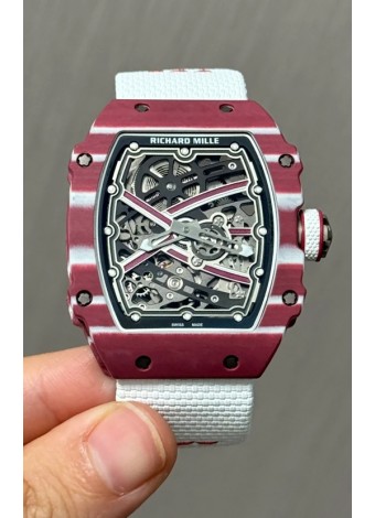 Richard Mille Super Clone RM67-02 Mutaz Barshim Carbono Rojo TPT 27 Gramos Reloj Correa Blanca