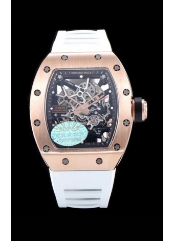 Richard Mille RM035 AMERICAS 18K Rose Gold Replica Watch in White Strap