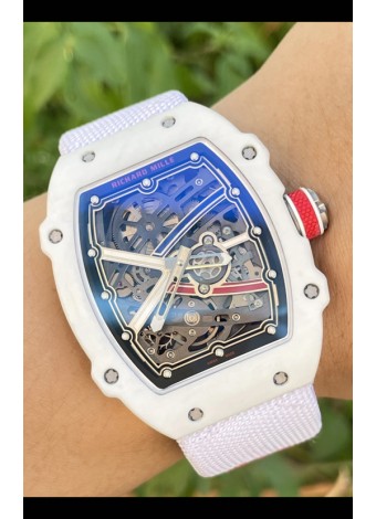 Richard Mille Super Clone RM67-02 Alexis Pinturault Blanco Quartz TPT 37 Gramos Reloj Correa Blanca