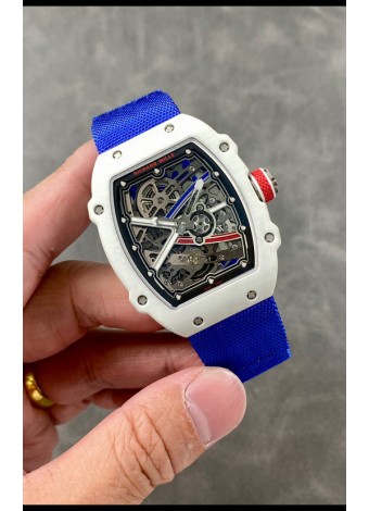 Richard Mille Super Clone RM67-02 Alexis Pinturault Blanco Quartz TPT 37 Gramos Reloj Correa Azul