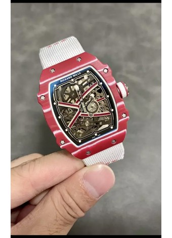 Richard Mille Super Clone RM67-02 Mutaz Barshim Rojo Carbon TPT 37 Gramos Reloj Correa Blanca