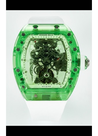 Richard Mille Super Clone 56-01 Caja Zafiro Transparente Reloj con Tourbillon Genuino