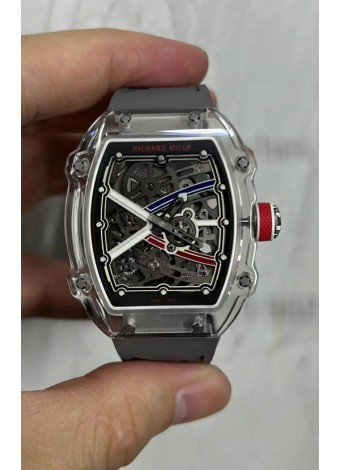 Richard Mille Super Clone RM67-02 Sapphires Casing Reloj Correa Goma Gris
