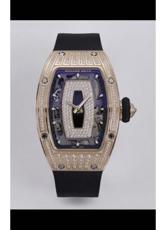 Richard Mille Super Clone RM07-01 Pavimentado en Diamantes 904L Caja Oro Rosado Automatic Reloj Réplica