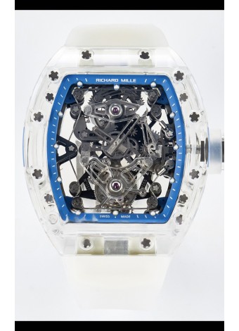Richard Mille Super Clone 56-01 Caja Zafiro Transparente Reloj con Tourbillon Genuino