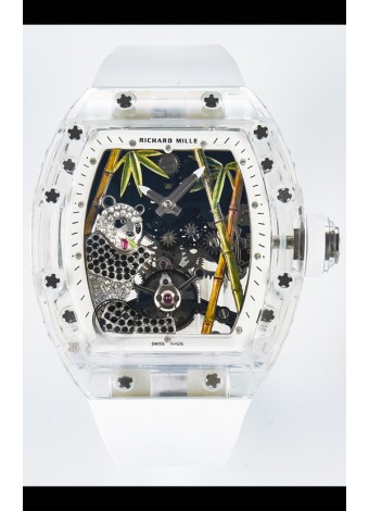 Richard Mille RM26-01 Tourbillon Panda Reloj Caja Zafiro Transparente - Réplica Super Clone