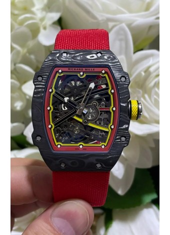 Richard Mille Super Clone RM67-02 Alexander Zverev Negro Carbon TPT 37 Gramos Reloj Correa Roja