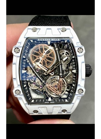 Richard Mille Super Clone 27-05 Caja de Carbono Blanco Reloj Réplica Suizo 