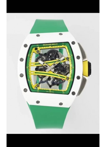 Richard Mille Super Clone RM61-01 Blanco Ceramic Correa Verde Reloj Réplica Suizo