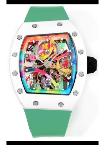 Richard Mille Super Clone RM68-01 Blanco Caja Cerámica Correa Verde Tourbillon Réplica Suiza