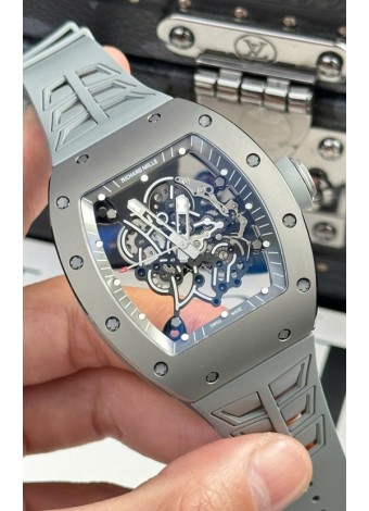 Richard Mille Super Clone RM055 Reloj Cerámica/Titanio Caja Gris con Genuino Tourbillon