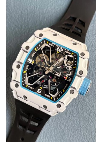 Richard Mille RM35-03 Edición Rafael Nadal Caja Fibra de Carbono Blanca Reloj Réplica Espejo 1:1 Correa Negra