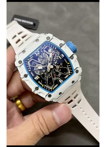 Richard Mille RM35-03 Edición Rafael Nadal Caja Fibra de Carbono Blanca Reloj Réplica Espejo 1:1 Correa Blanca