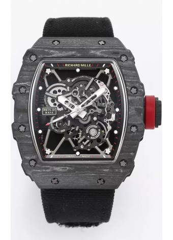 Richard Mille RM35-01 Rafael Nadal Caja de Fibra de Carbono con Genuino Tourbillon Reloj Super clone