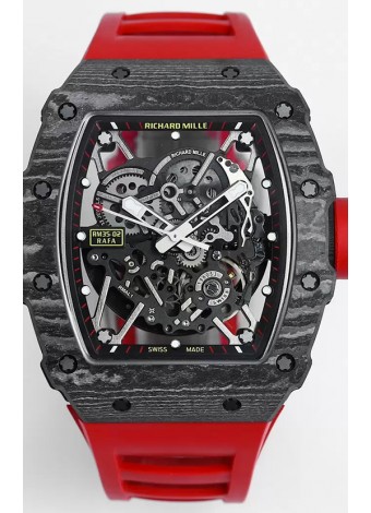 Richard Mille RM35-02 Rafael Nadal Caja de Fibra de Carbono con Genuino Tourbillon Reloj Super clone