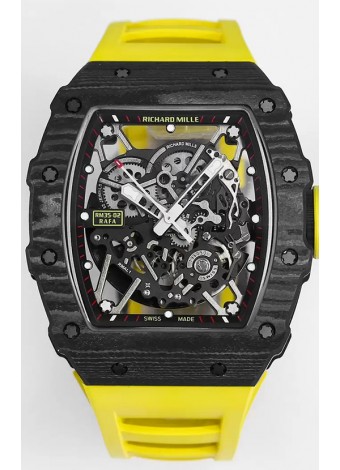 Richard Mille RM35-02 Rafael Nadal Caja de Fibra de Carbono con Genuino Tourbillon Reloj Super clone