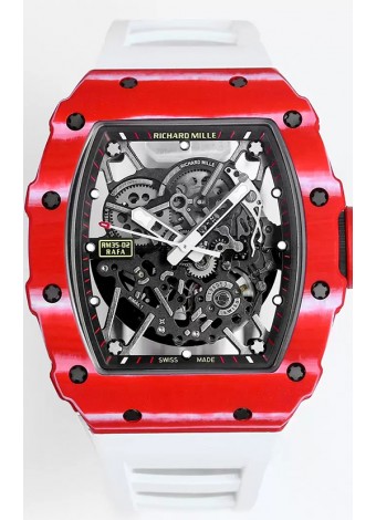 Richard Mille RM35-02 Rafael Nadal Caja de Fibra de Carbono con Genuino Tourbillon Reloj Super clone