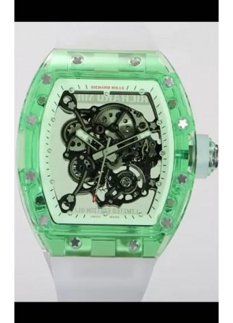 Richard Mille RM055 Caja con Zafiro Transparente con Genuino Tourbillon Reloj Super Clon