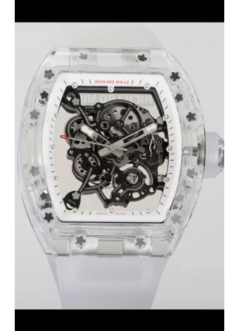 Richard Mille RM055 Caja con Zafiro Transparente con Genuino Tourbillon Reloj Super Clon