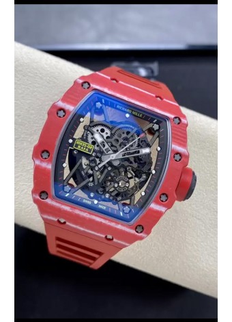 Richard Mille RM35-02 Rafael Nadal Caja de Fibra de Carobono Roja Red con Genuino Tourbillon Reloj Super Clon