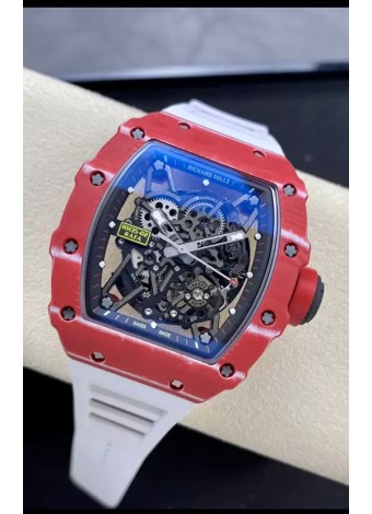 Richard Mille RM35-02 Rafael Nadal Caja de Fibra de Carobono Roja Red con Genuino Tourbillon Reloj Super Clon