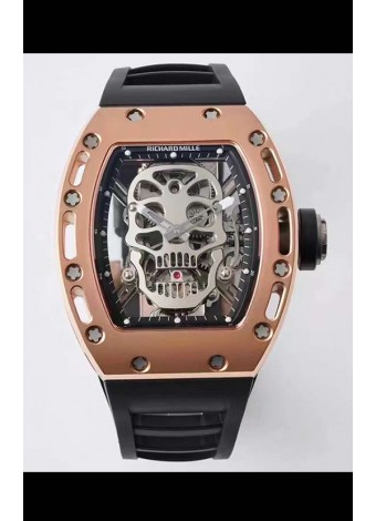 Richard Mille RM052 Skull Genuina Edición Tourbillon Caja en Oro Rosado