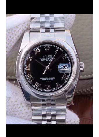 Rolex Datejust 36MM Movimiento Cal.3135 Reloj Réplica Suizo en Caja de Acero 904L Dial Negro