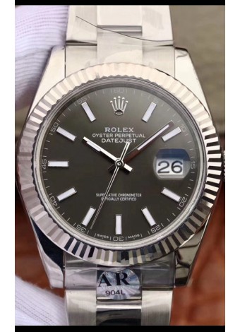 Rolex Datejust 41MM Movimiento Cal.3135 Movement Reloj Réplica Suizo en Caja de Acero 904L Dial Gris
