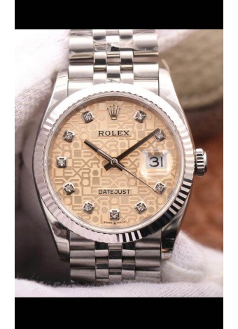 Rolex Datejust 36MM Movimiento Cal.3135 Reloj Réplica Suizo en Acero 904L Dial Computadora Champange