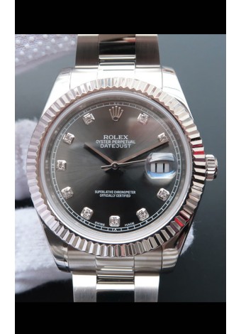 Rolex Datejust 41MM Movimiento Cal.3135 Reloj Réplica Suizo en Acero 904L Dial Gris Perla