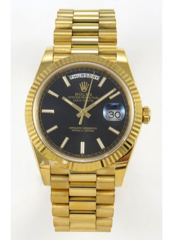 Rolex Day Date Super Clone Dial Negro 40MM 220 Gramos Reloj Réplica Suizo