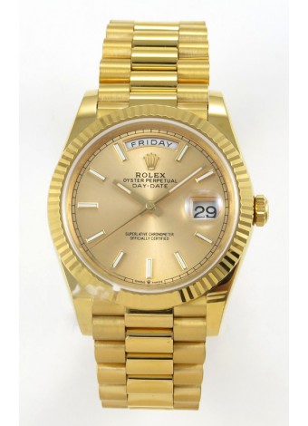 Rolex Day Date Super Clone Dial Dorado 40MM 220 Gramos Reloj Réplica Suizo