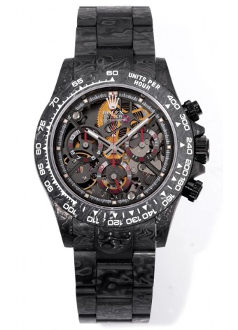 Rolex Daytona Blaken Carbono Negro Reloj Réplica Suizo Espejo 1:1 Dial Skeleton Movimiento Cal.4130